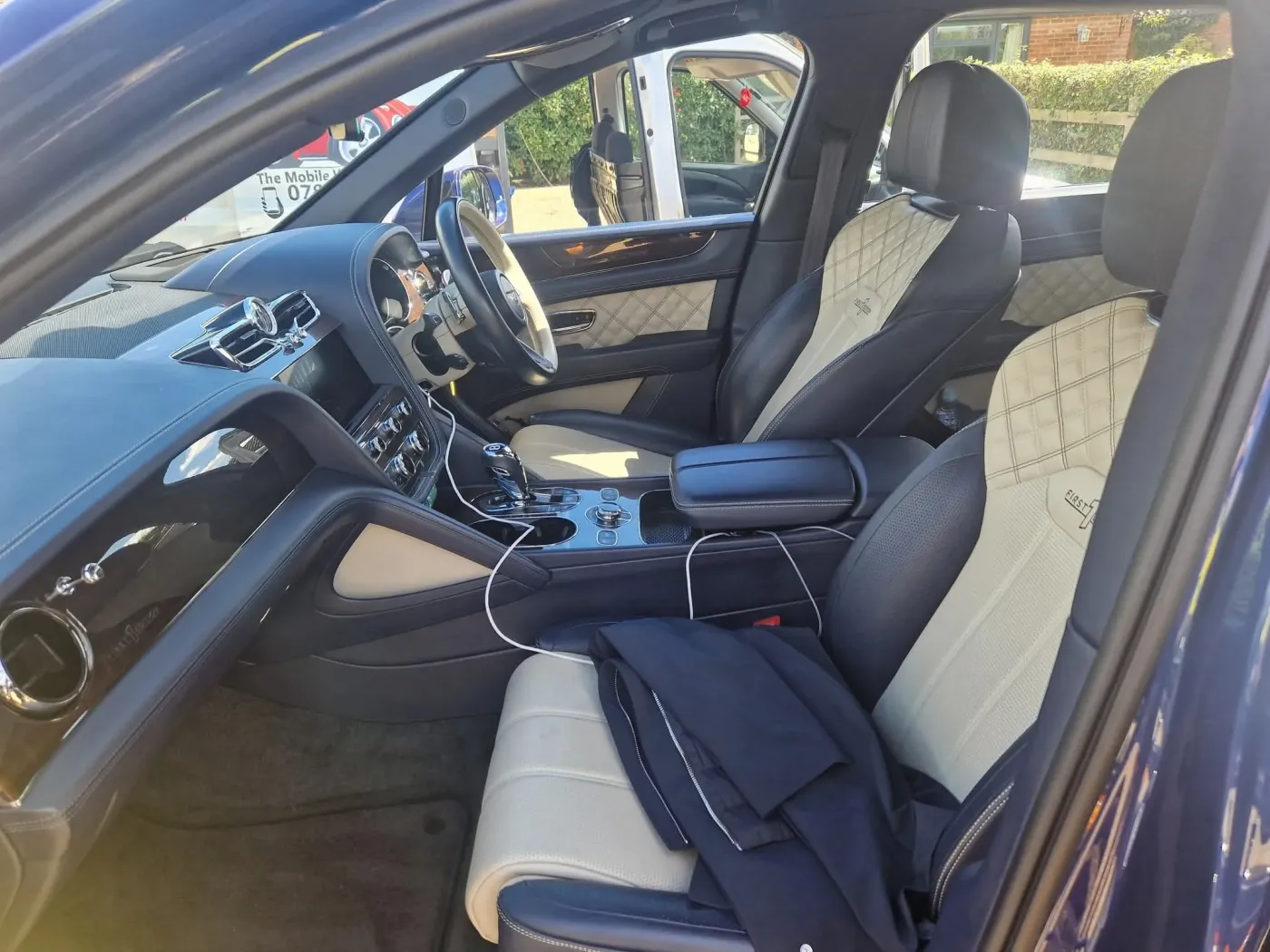 Bentley front interior cleaned and conditioned